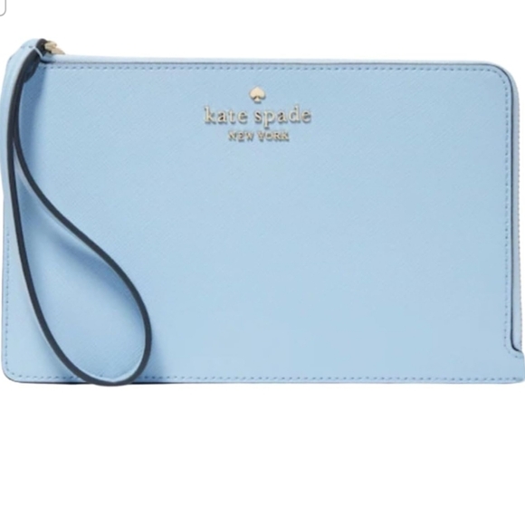 Kate ♠️ Spade Celeste Blue Medium L Zip Wristlet Wallet WLR00134-$139 - Picture 1 of 5